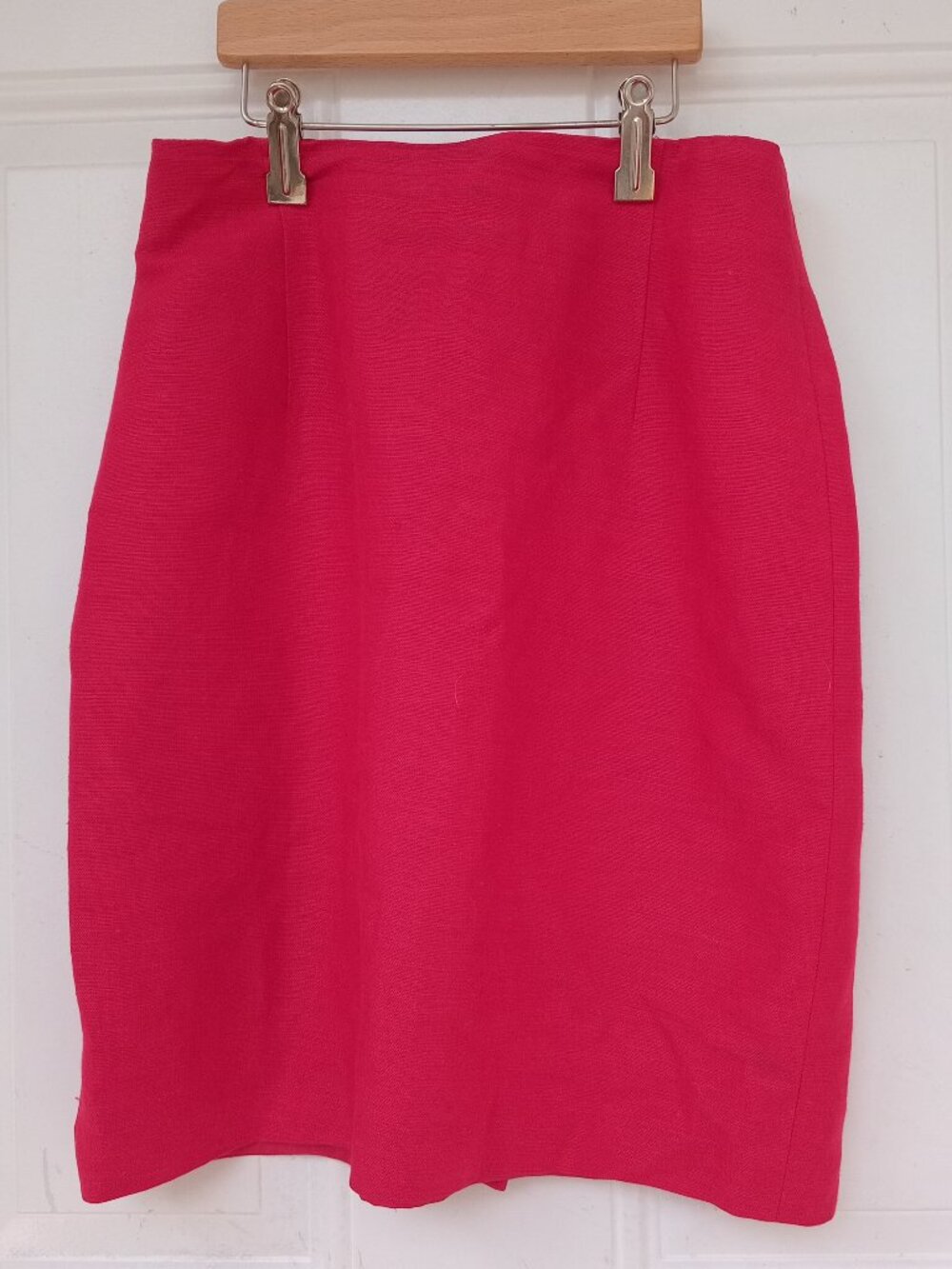 VINTAGE RED LINEN/RAYON A-LINE MINI-SKIRT LINED SIZE 6P STANLEY BLACKER PETITE